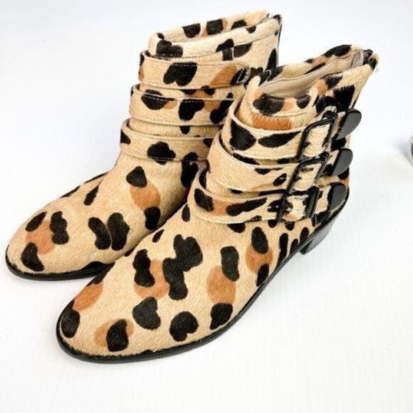 LOEFFLER RANDALL booties womens size 7 Ponyhair Animal Print Lace-Up Ankle - Picture 3 of 15